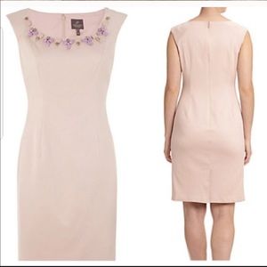 Adrianna Papell Shift Dress Embellished Neckline